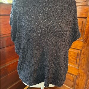LOFT Textured Black Poncho Sweater